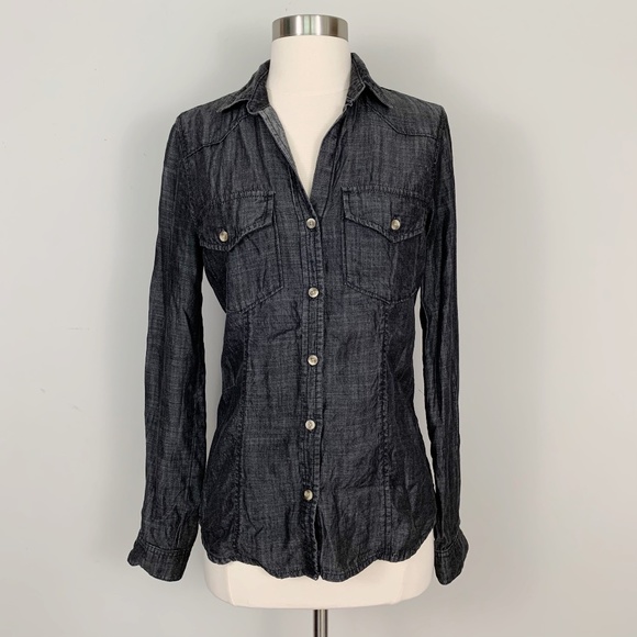 cloth & stone Tops - Cloth & Stone Black Chambray Button Down Top Sz XS